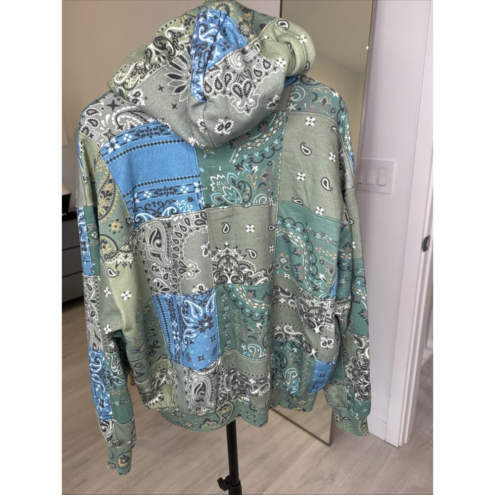 AVIATOR NATION-BANDANA QUILTED Relaxed ZIip Hoodie-Blue-Unisex Medium-Washed 1 x - Picture 11 of 14